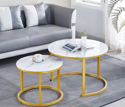 Elmorinuo End Table Coffee Table Set of 2 - White Solid Wood Side Table