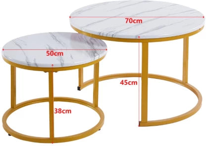 Elmorinuo End Table Coffee Table Set of 2 - White Solid Wood Side Table