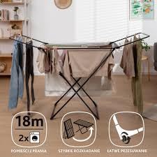 Foldable Clothes Drying Rack, 18m Drying Capacity, X-Shape Design, Indoor Outdoor Laundry Stand