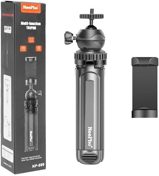 NeePho Multi-Function Mini Tripod NP-999, with Ball Head and Phone Holder, for Camera and Smartphone
