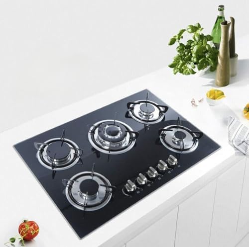 5 Burner 30 Inch Built-in LPG/Propane Gas Stove Top Glass Surface Cast Iron Cooktop UL/ETL Certified 5-GCW-LPG