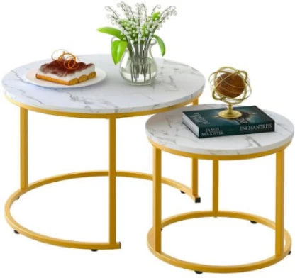Elmorinuo Top Glass Coffee Table Metal Side Table