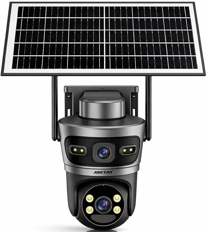 Solar-Powered 4G PTZ Security Camera, 6MP Dual-Lens, Outdoor, IP66, Full-Color Night Vision, Two-Way Audio, 355° Pan, 10000mAh Battery