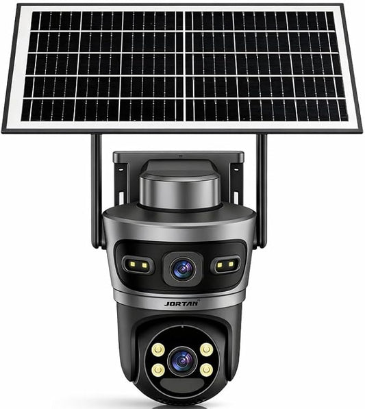 Solar-Powered 4G PTZ Security Camera, 6MP Dual-Lens, Outdoor, IP66, Full-Color Night Vision, Two-Way Audio, 355° Pan, 10000mAh Battery