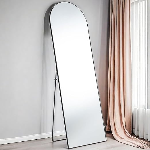 GlasFlength Full Length Mirror with Stand, Floor Standing Mirror 59"X16" Aluminum Alloy Wall Mirror Hanging or Leaning Against Wall, Body Mirror for Bedroom Living Room Dressing Room
