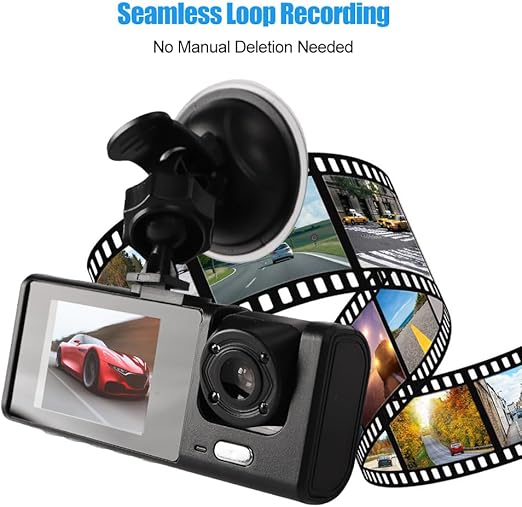 Dash Cam Front and Rear Inside, 1080P FHD Three Channels Dash Camera for Cars, WDR, G Sensor, Loop Recording, Parking Monitor, 24 Hours Recording