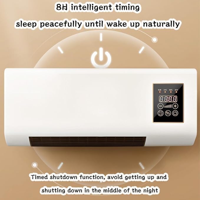 Mini Air Fan, 2000W Portable Air Fan, wall-mounted heater with Remote, Wall Mounted Natural Wind, Cooling Heating Air Fan With remote control, 8h Timing, for Home Bedroom Living Room Office Office