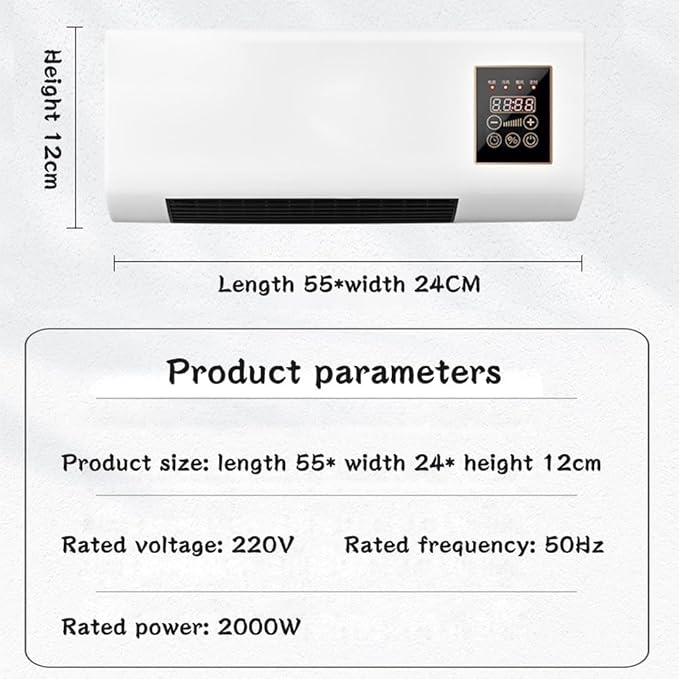 Mini Air Fan, 2000W Portable Air Fan, wall-mounted heater with Remote, Wall Mounted Natural Wind, Cooling Heating Air Fan With remote control, 8h Timing, for Home Bedroom Living Room Office Office