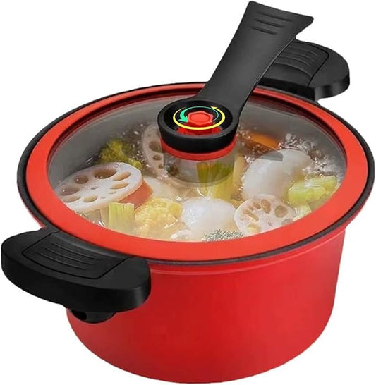 Mini Pressure Cooker, 3.5L Fast Heating Pressure Pot with Lock Handles, Non-stick Stockpot with See-Through Lid for Gas, Induction, Electric Stoves