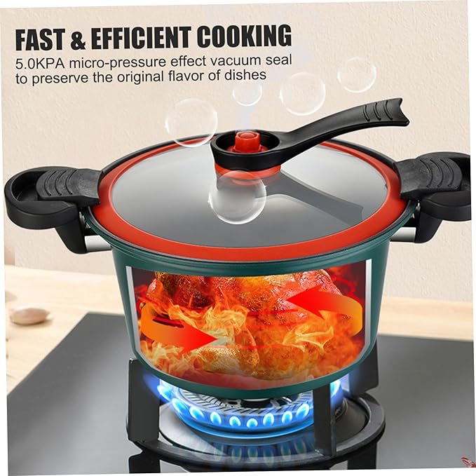 Mini Pressure Cooker, 3.5L Fast Heating Pressure Pot with Lock Handles, Non-stick Stockpot with See-Through Lid for Gas, Induction, Electric Stoves