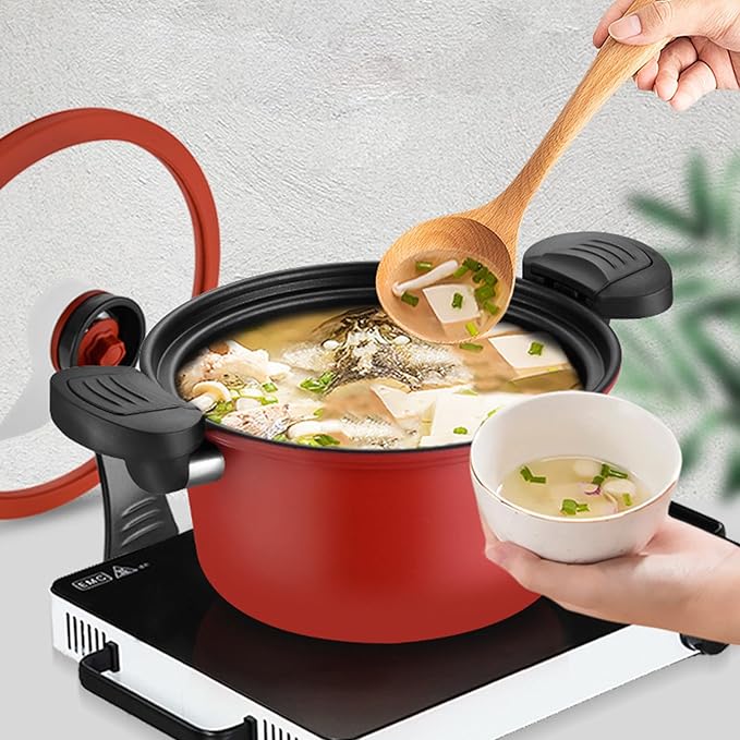 Mini Pressure Cooker, 3.5L Fast Heating Pressure Pot with Lock Handles, Non-stick Stockpot with See-Through Lid for Gas, Induction, Electric Stoves