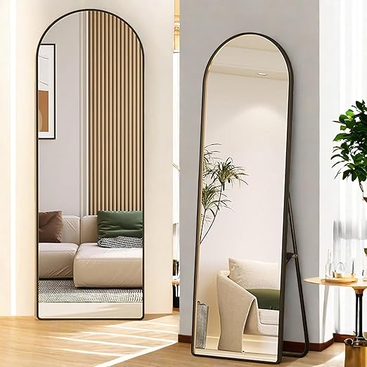 GlasFlength Full Length Mirror with Stand, Floor Standing Mirror 59"X16" Aluminum Alloy Wall Mirror Hanging or Leaning Against Wall, Body Mirror for Bedroom Living Room Dressing Room