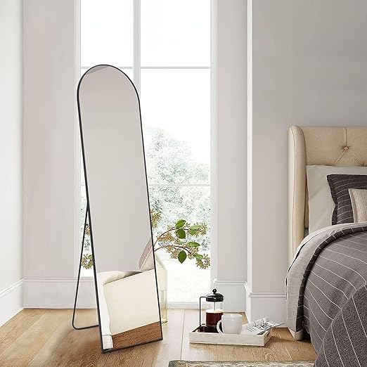 GlasFlength Full Length Mirror with Stand, Floor Standing Mirror 59"X16" Aluminum Alloy Wall Mirror Hanging or Leaning Against Wall, Body Mirror for Bedroom Living Room Dressing Room