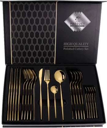 Elmorinuo Cullinery Set Gold Stainless Steel Flatware Spoon