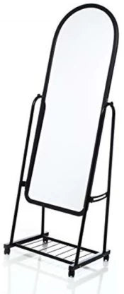 Elmorinuo Adjustable Stand Up Mirror on Wheels with Underneath Storage Decorative Mirror  (Designer)