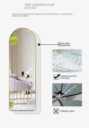 Elmorinuo Wall Mount Mirror Or Free Standing U shaped Black Decorative Mirror  (Designer)