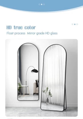 Elmorinuo Wall Mount Mirror Or Free Standing U shaped Black Decorative Mirror  (Designer)